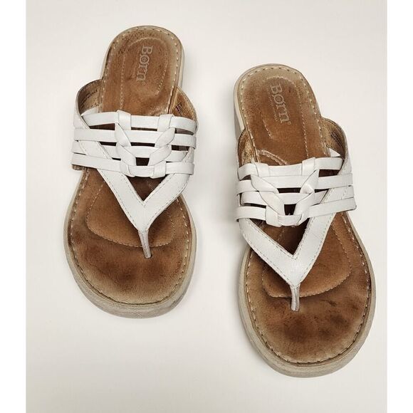 Born Tansey Wedge Slide Sandal Shoes Color White Size 8M - Picture 3 of 12